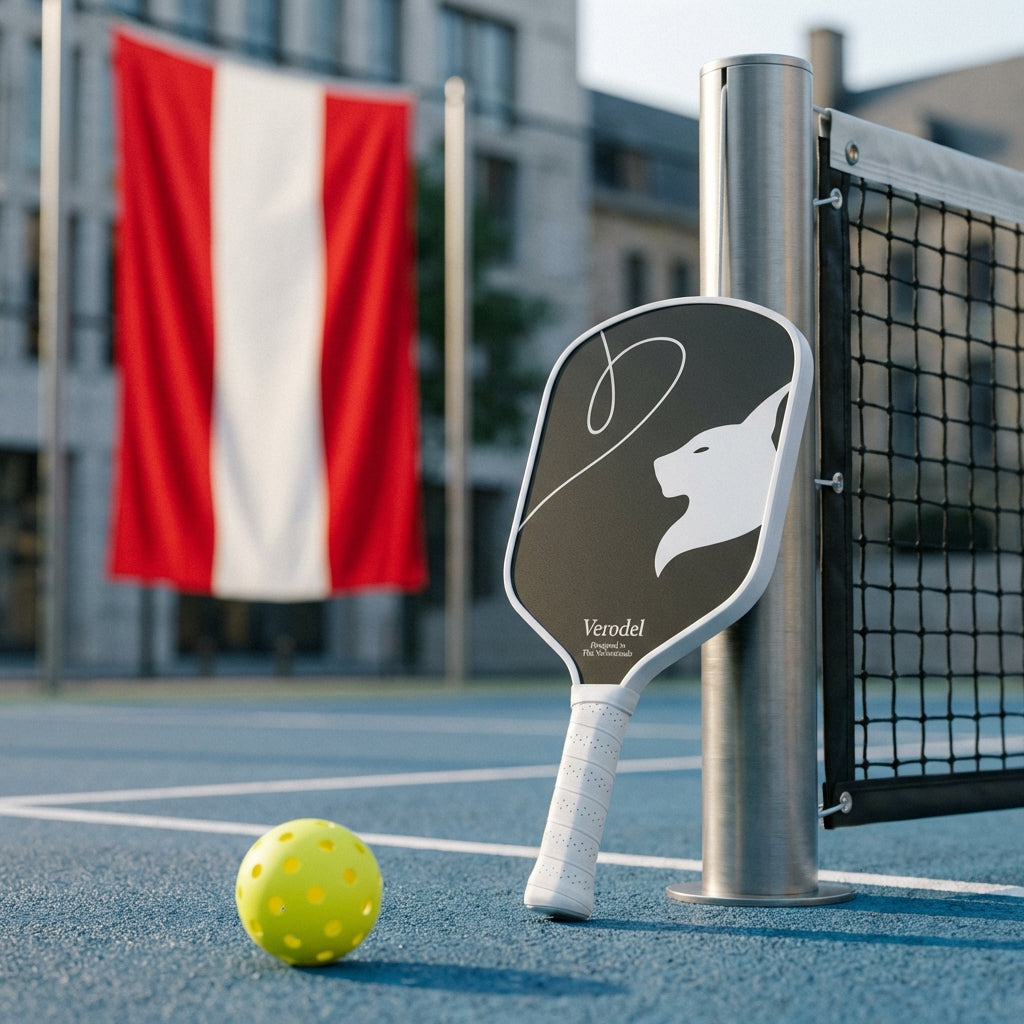 een pickleball paddle en bal op een baan in antwerpen