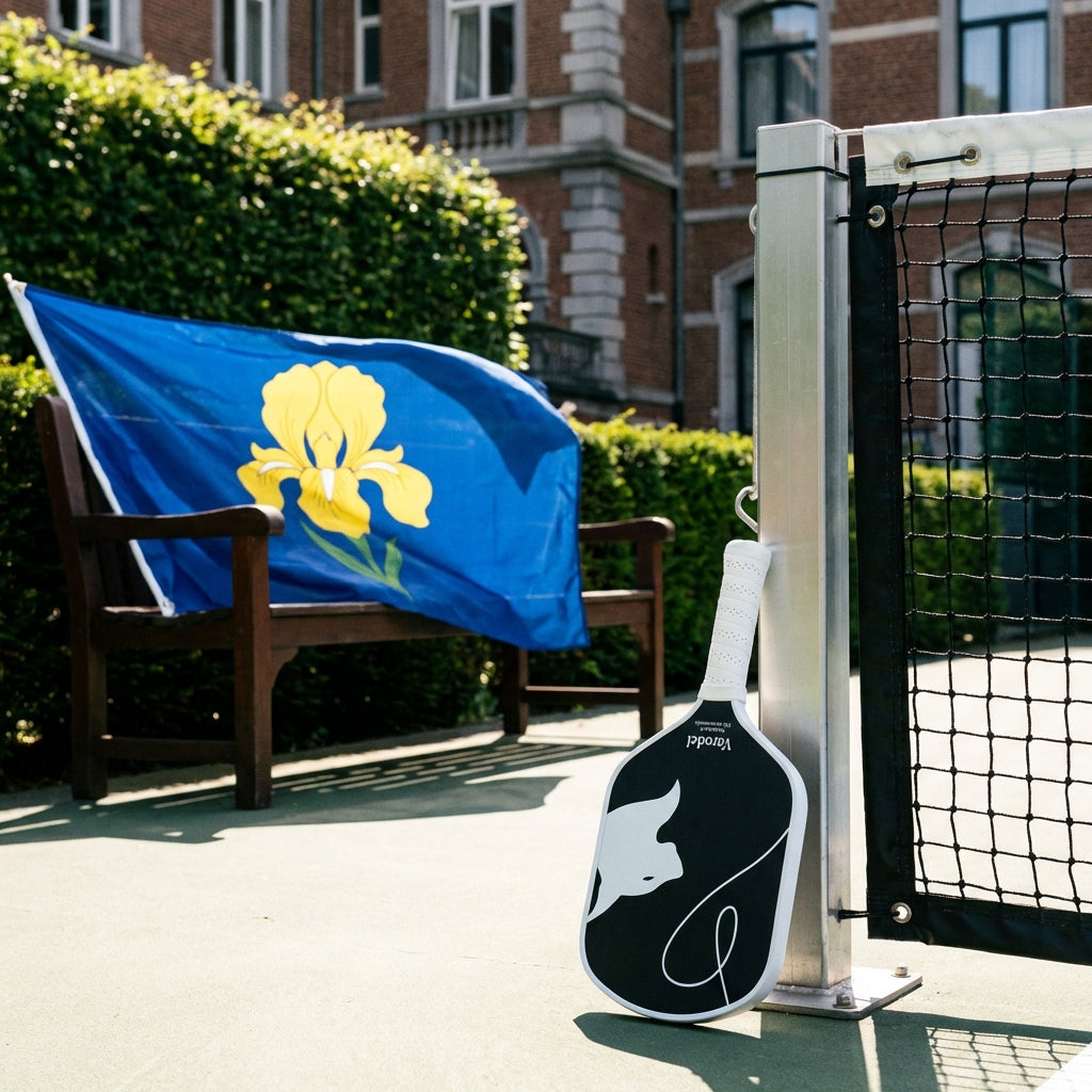 pickleball paddle op een baan in brussel