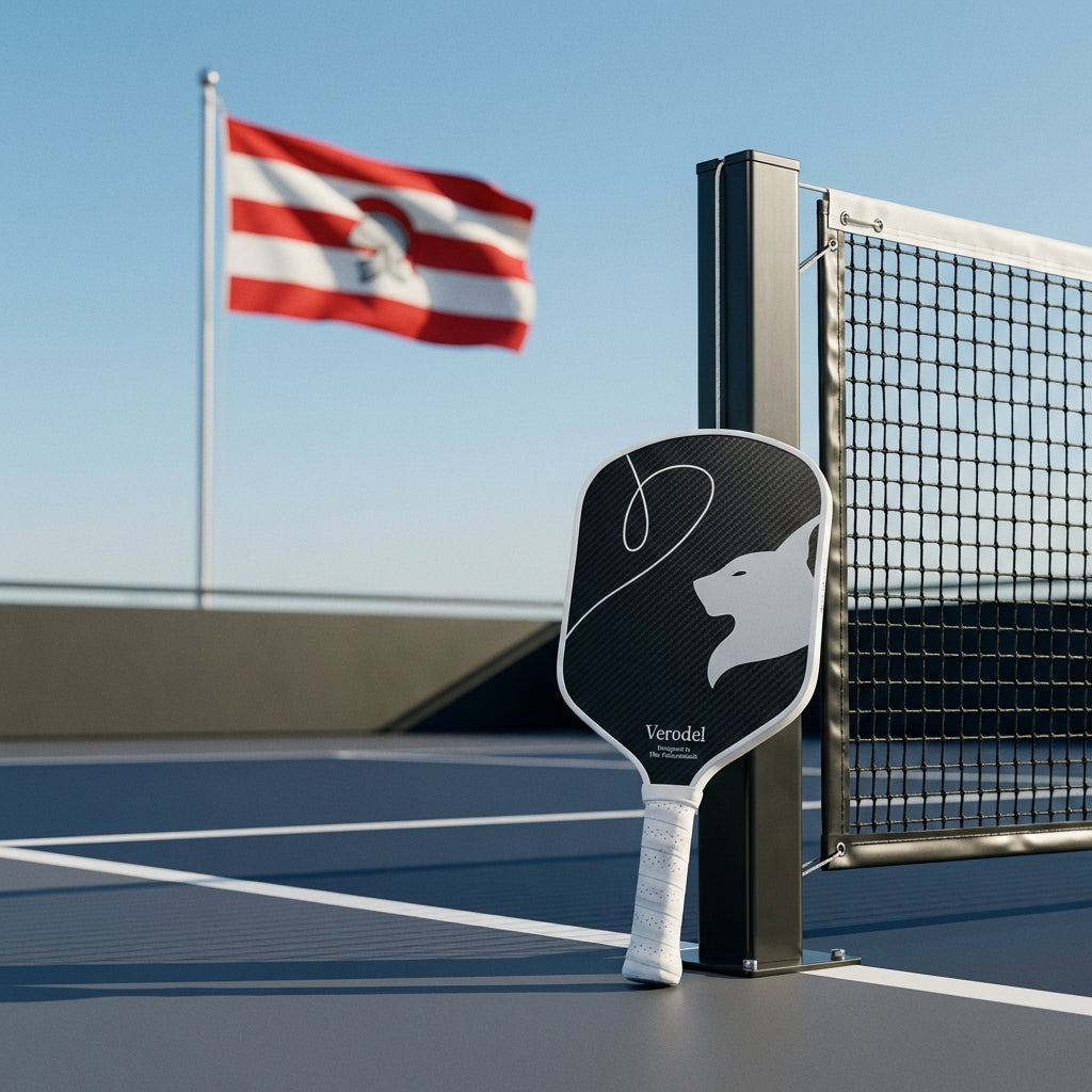 pickleball paddle bij een baan in helmond