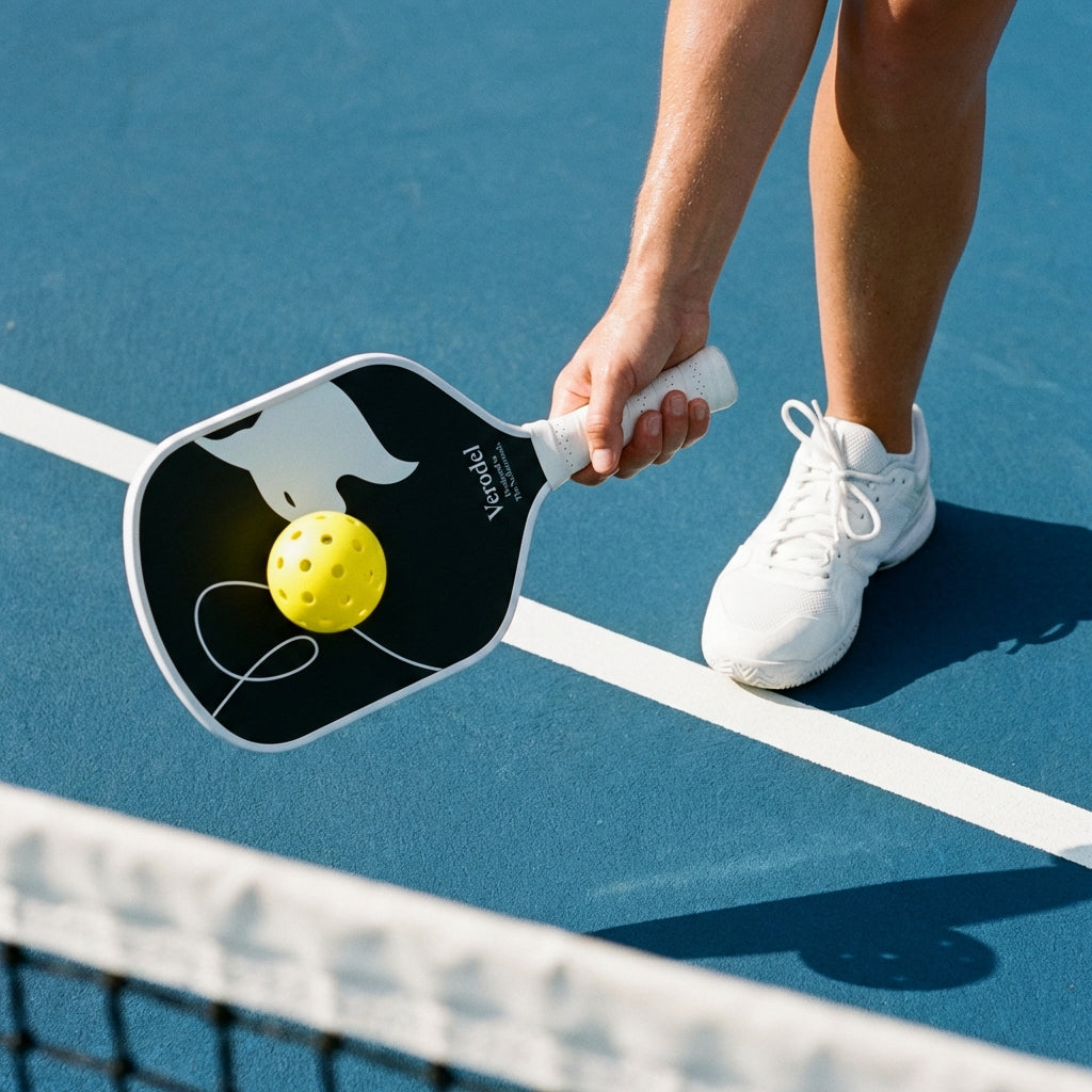 pickleball slag met een paddle tijdens een uitleg van de pickleball spelregels